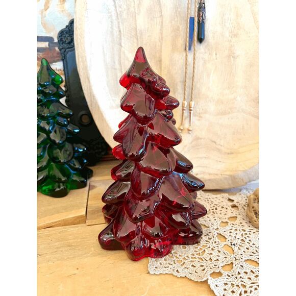 Vintage Mosser Glass Ruby Red Christmas Tree – 8 Inch - Picture 1 of 5
